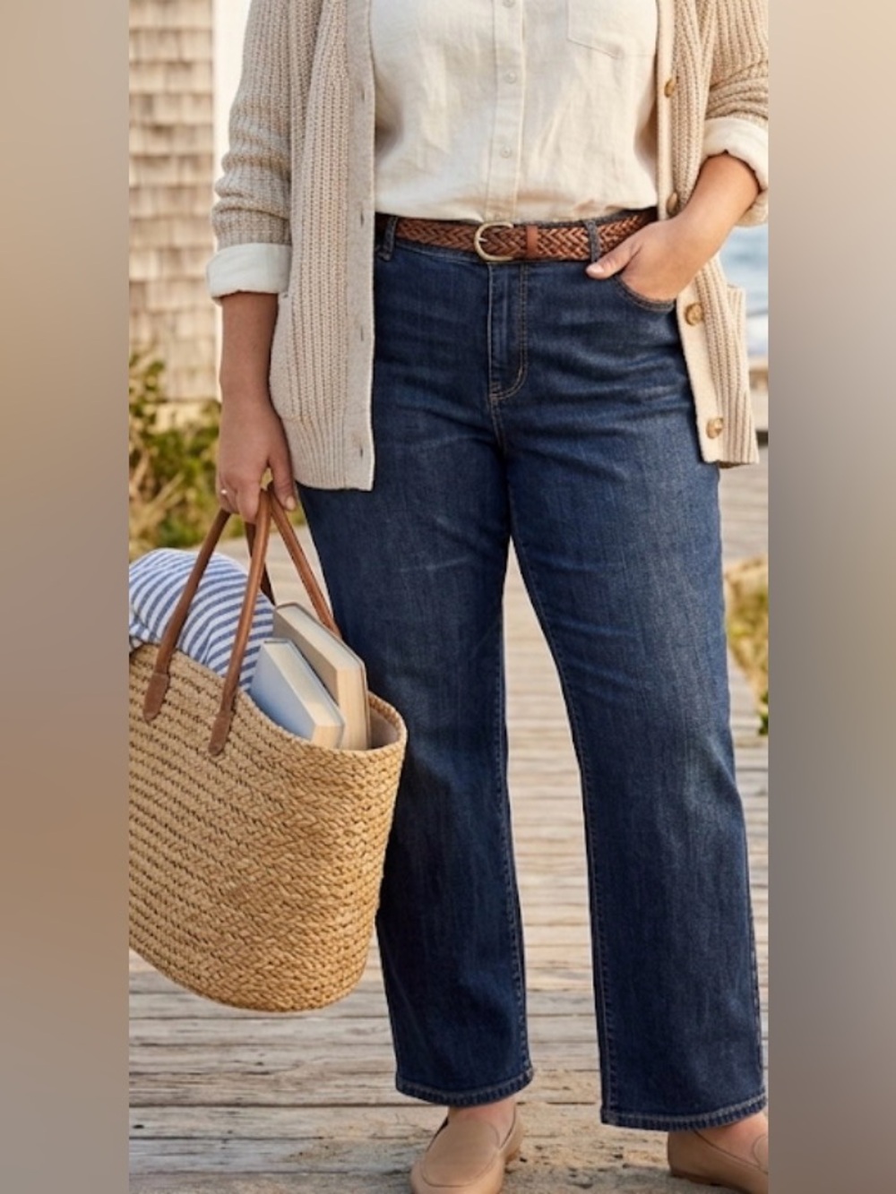 Talbots Dark Blue Cropped Straight-Leg Jeans